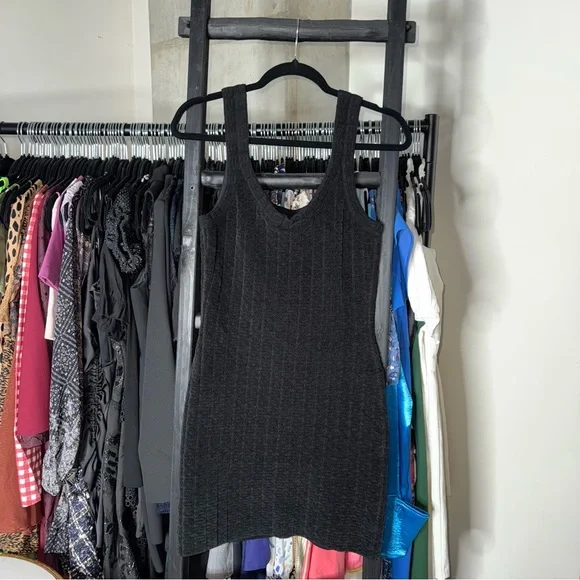 Alexander Wang Black Chenille Raised A Logo Tank Jacquard Mini Dress